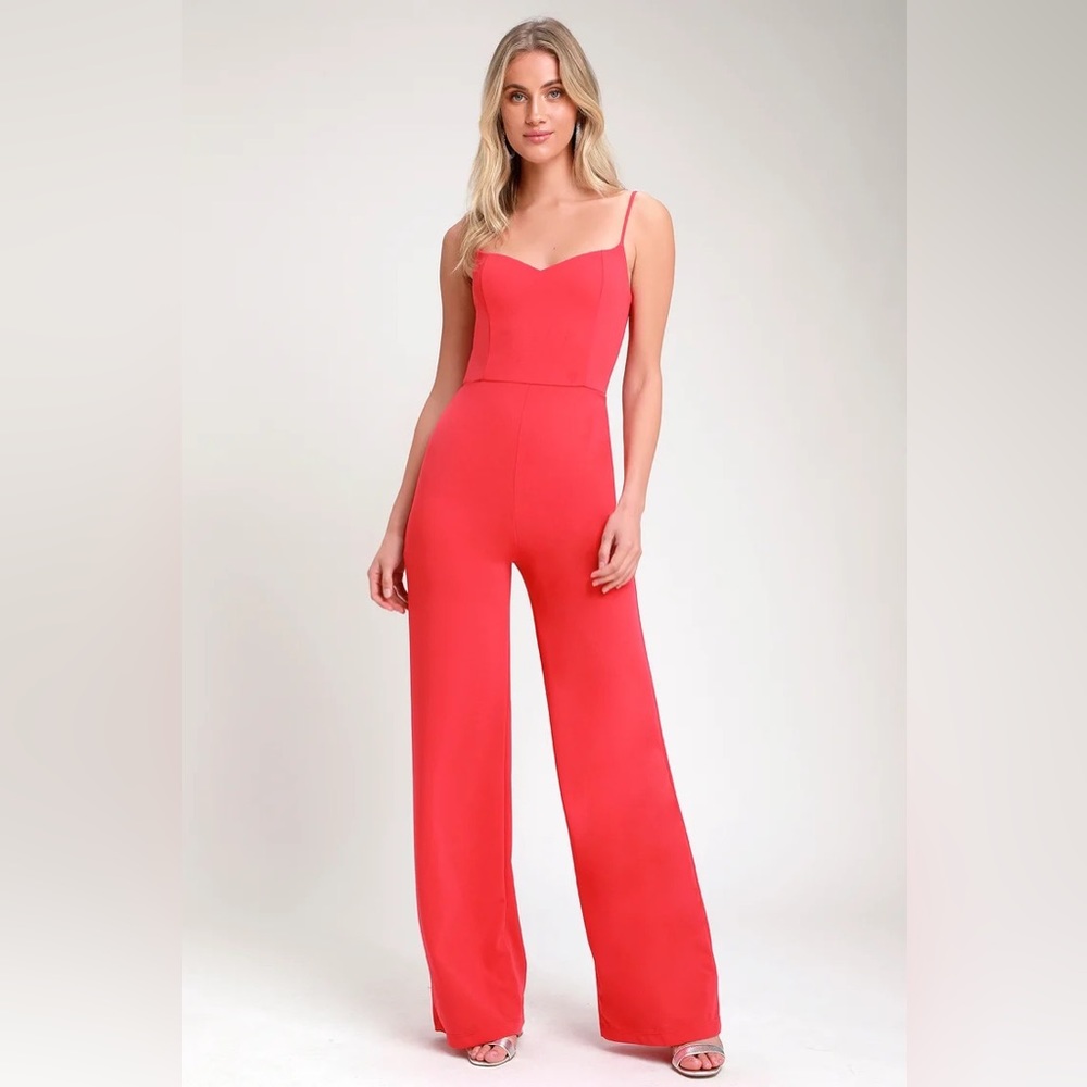 Lulus Hot Pink Wide-Leg Jumpsuit- Size Medium